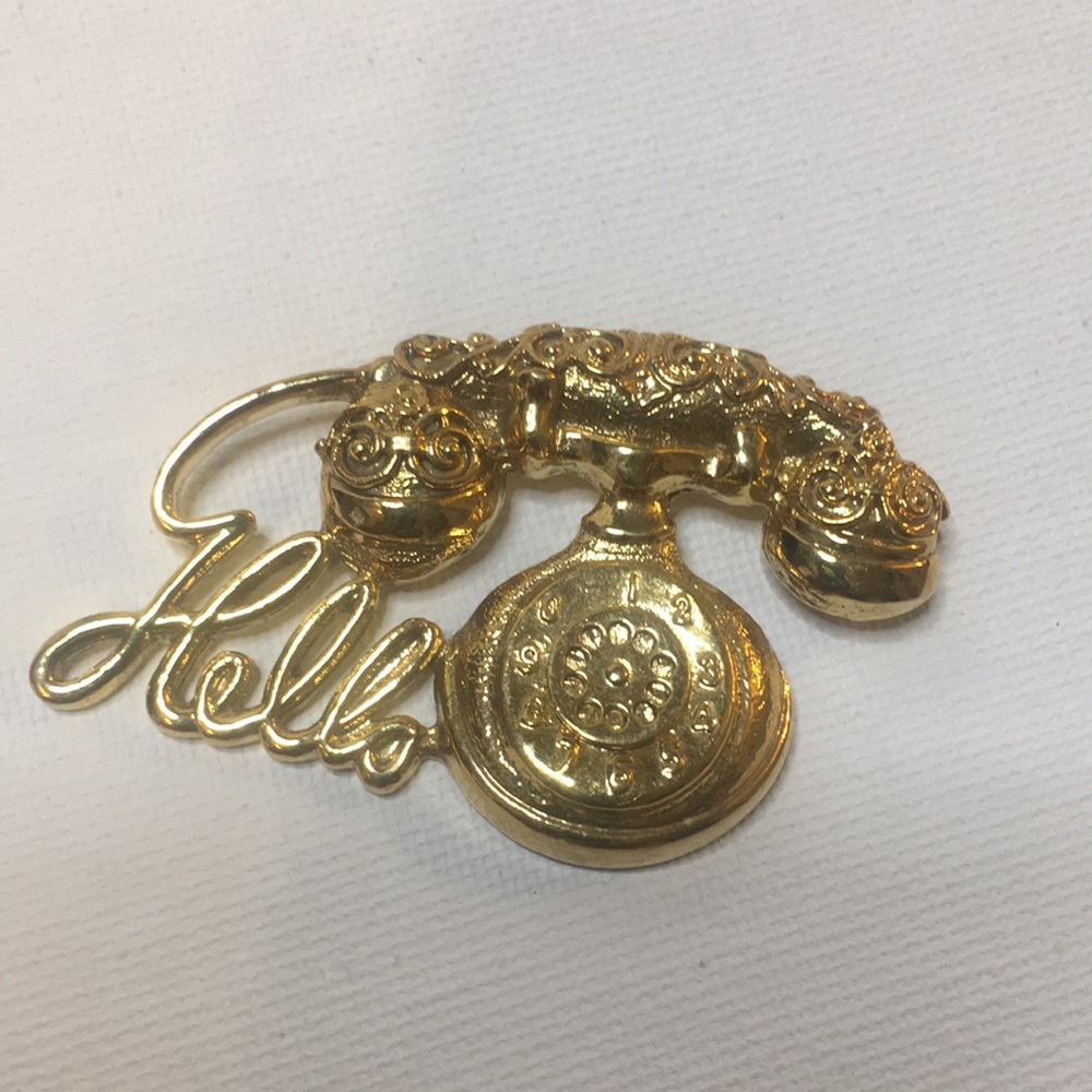 Golden retro phone pendant
